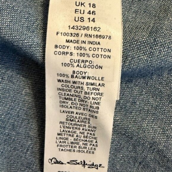 Miss Selfridge denim babydoll shirt mini dress in blue chambray - Picture 16 of 16